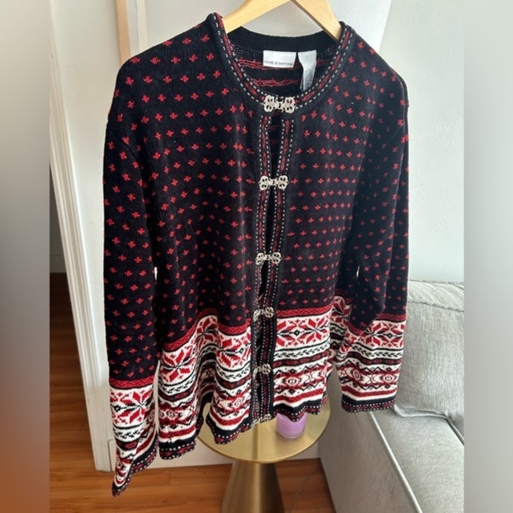 Vintage Croft & Barrow Knit Cardigan L Nordic Fisherman Sweater - Picture 1 of 9